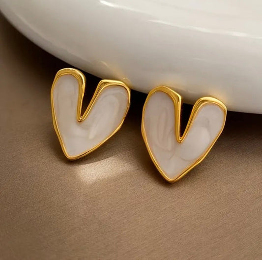 Marbled Heart Studs