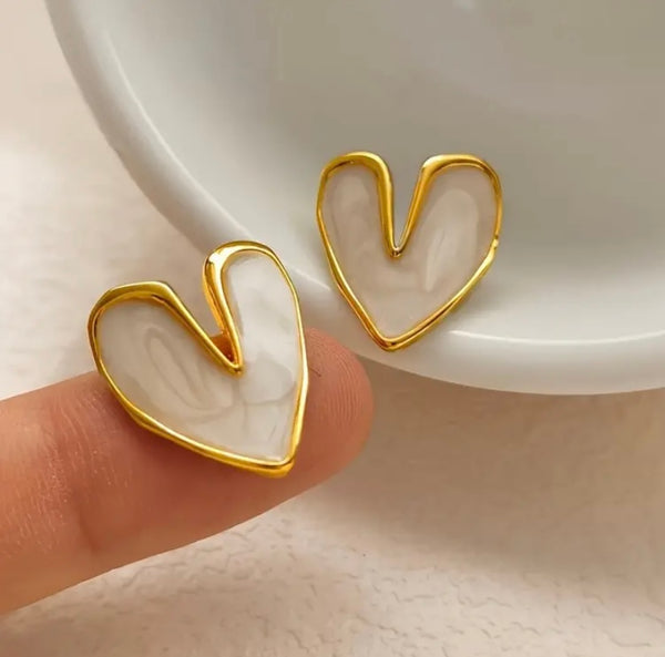 Marbled Heart Studs