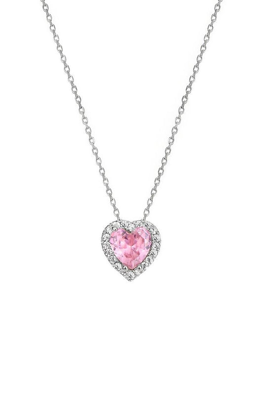 Love Pink heart Stone Necklace