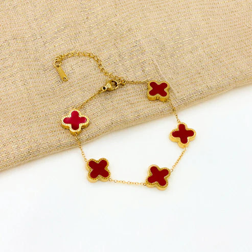 Four Leaf Clover Bracelet - Red