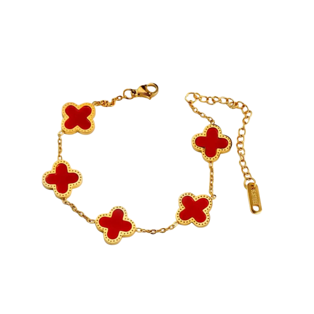 Four Leaf Clover Bracelet - Red