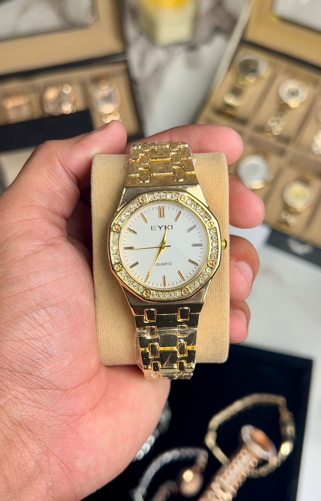 EYKI Gold Zircon Dial Watch Stainless Steel Watch