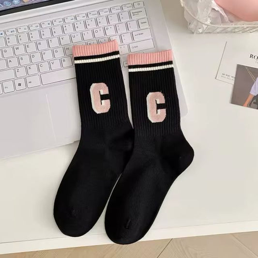 Pink Letter C Socks